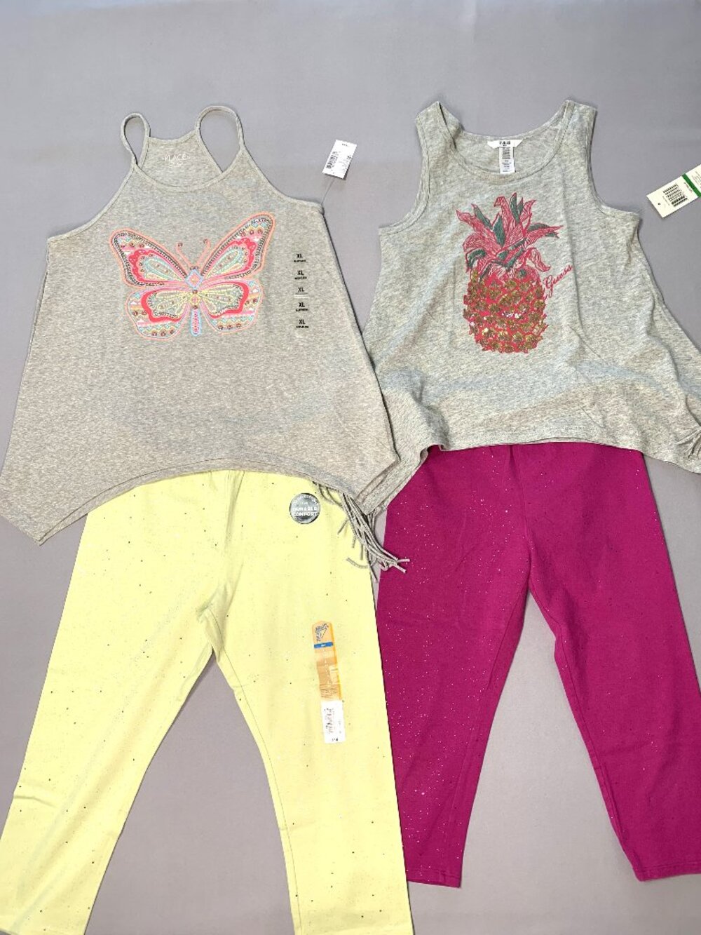 NWT 4 Piece Kids Bundle Guess/Children's Place Tank Top Leggings Glitter Size 14